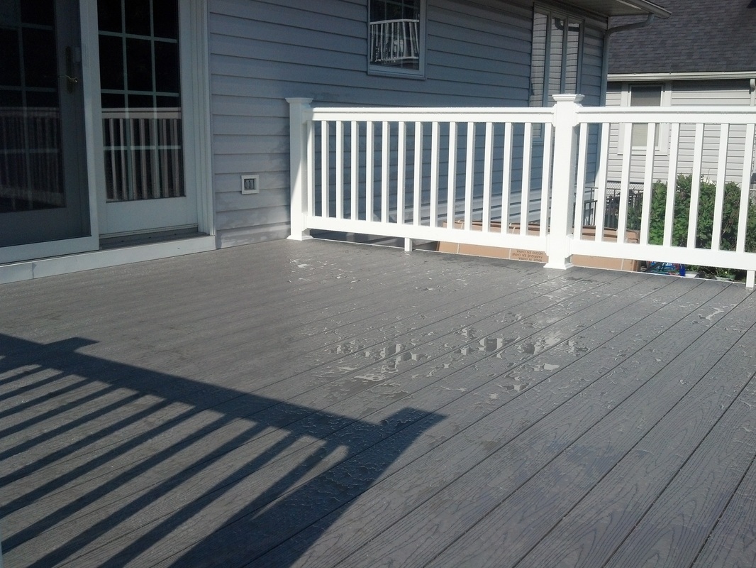 Deck Replacement featuring PVC Railings with Deckorator Balusters in Baltimore Md.