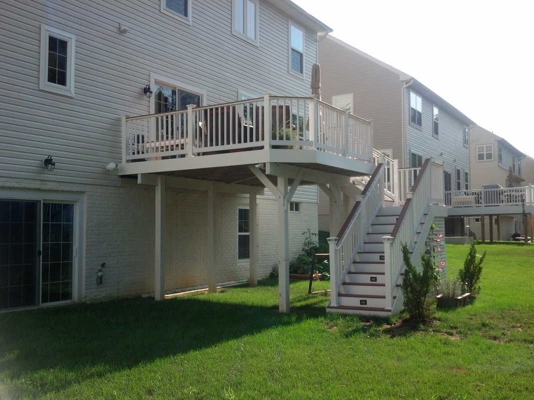 Bel Air Maryland Maintenance Free Deck with Full Staircase and Riser Lighting.