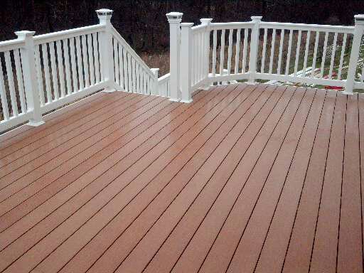 Perry Hall Maryland Azek Fawn PVC Maintenance Free Decking with White Vinyl Railings.